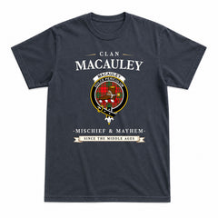 MacAuley Modern Tartan Crest Mischief and Mayhem T-shirt