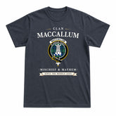 MacCallum Ancient Tartan Crest Mischief and Mayhem T-shirt