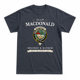 MacDonald Lord of the Isles Hunting Tartan Crest Mischief and Mayhem T-shirt