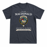 MacDonald of the Isles Hunting Ancient Tartan Crest Mischief and Mayhem T-shirt