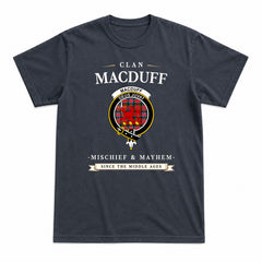 MacDuff Modern Tartan Crest Mischief and Mayhem T-shirt
