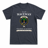 MacEwan Modern Tartan Crest Mischief and Mayhem T-shirt