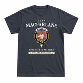 MacFarlane Ancient Tartan Crest Mischief and Mayhem T-shirt