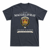 MacGillivray Hunting Ancient Tartan Crest Mischief and Mayhem T-shirt