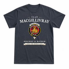 MacGillivray Modern Tartan Crest Mischief and Mayhem T-shirt