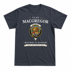 MacGregor Ancient Tartan Crest Mischief and Mayhem T-shirt