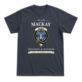 MacKay Blue Tartan Crest Mischief and Mayhem T-shirt