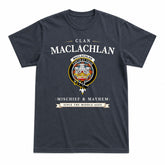 MacLachlan Ancient Tartan Crest Mischief and Mayhem T-shirt