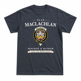 MacLachlan Hunting Modern Tartan Crest Mischief and Mayhem T-shirt