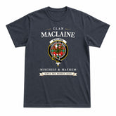 MacLaine of Loch Buie Tartan Crest Mischief and Mayhem T-shirt