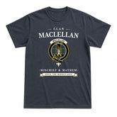MacLellan Ancient Tartan Crest Mischief and Mayhem T-shirt