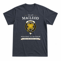 MacLeod of Lewis Ancient Tartan Crest Mischief and Mayhem T-shirt