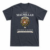 MacMillan Old Weathered Tartan Crest Mischief and Mayhem T-shirt