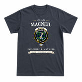 MacNeil of Colonsay Modern Tartan Crest Mischief and Mayhem T-shirt