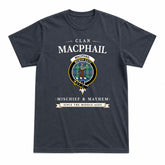 MacPhail Hunting Ancient Tartan Crest Mischief and Mayhem T-shirt