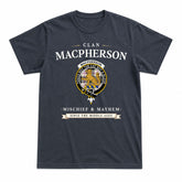 MacPherson Dress Ancient Tartan Crest Mischief and Mayhem T-shirt