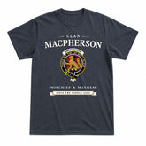 MacPherson Modern Tartan Crest Mischief and Mayhem T-shirt