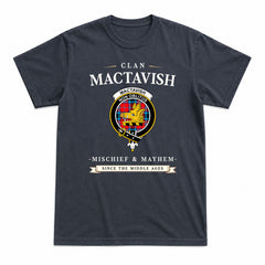 MacTavish Modern Tartan Crest Mischief and Mayhem T-shirt