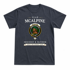 McAlpine Modern Tartan Crest Mischief and Mayhem T-shirt