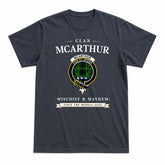 McArthur Modern Tartan Crest Mischief and Mayhem T-shirt