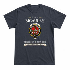 McAulay Modern Tartan Crest Mischief and Mayhem T-shirt