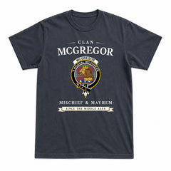 McGregor Hunting Ancient Tartan Crest Mischief and Mayhem T-shirt