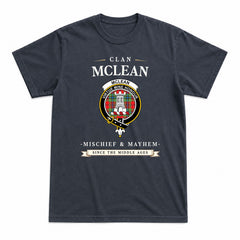 McLean of Duart Modern Tartan Crest Mischief and Mayhem T-shirt