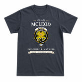 McLeod of Lewis Modern Tartan Crest Mischief and Mayhem T-shirt