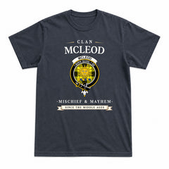 McLeod of Lewis Modern Tartan Crest Mischief and Mayhem T-shirt