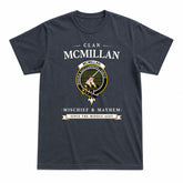 McMillan Hunting Modern Tartan Crest Mischief and Mayhem T-shirt