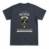McNeil of Colonsay Modern Tartan Crest Mischief and Mayhem T-shirt