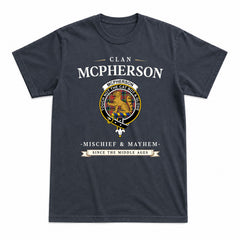 McPherson Ancient Tartan Crest Mischief and Mayhem T-shirt