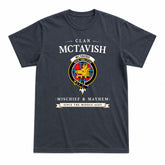 McTavish Modern Tartan Crest Mischief and Mayhem T-shirt