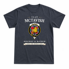 McTavish Modern Tartan Crest Mischief and Mayhem T-shirt