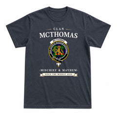 McThomas Modern Tartan Crest Mischief and Mayhem T-shirt