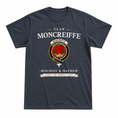Moncreiffe (or Moncreiff) Tartan Crest Mischief and Mayhem T-shirt