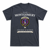 Montgomery Modern Tartan Crest Mischief and Mayhem T-shirt