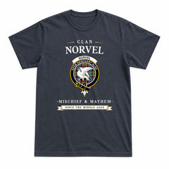 Norvel (or Norvill) Tartan Crest Mischief and Mayhem T-shirt