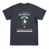 Ramsay Blue Ancient Tartan Crest Mischief and Mayhem T-shirt