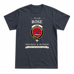 Rose Modern Tartan Crest Mischief and Mayhem T-shirt