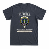 Russell Modern Tartan Crest Mischief and Mayhem T-shirt