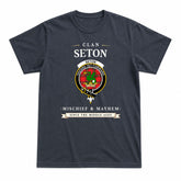 Seton Modern Tartan Crest Mischief and Mayhem T-shirt