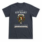 Stewart Atholl Modern Tartan Crest Mischief and Mayhem T-shirt
