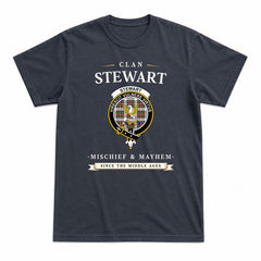Stewart Dress Modern Tartan Crest Mischief and Mayhem T-shirt
