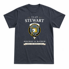 Stewart of Appin Hunting Ancient Tartan Crest Mischief and Mayhem T-shirt