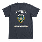 Urquhart Ancient Tartan Crest Mischief and Mayhem T-shirt