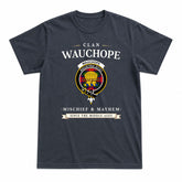 Wauchope (or Waugh) Tartan Crest Mischief and Mayhem T-shirt