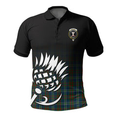 Cathcart Tartan Crest Polo Shirt - Thistle Black Style