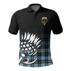 Clark Ancient Tartan Crest Polo Shirt - Thistle Black Style