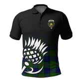 Dundas Modern Tartan Crest Polo Shirt - Thistle Black Style